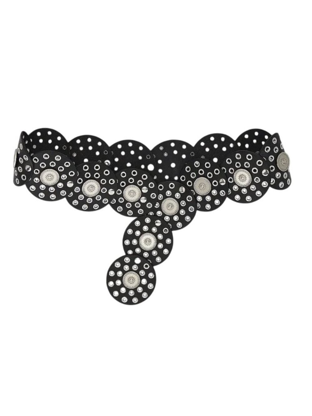 Tularosa Rhapsody Studded Disc Belt Black Gold Boho Western Waist Belt. NWT M/L